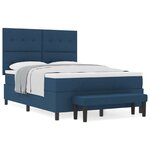 vidaXL Lit à Sommier Élastique avec Matelas & Banc Bleu 140x190 cm Tissu