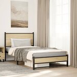 vidaXL Cadre de lit en métal sans matelas chêne sonoma 100x190 cm
