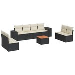 vidaXL Salon de jardin 9 Pièces avec coussins noir résine tressée