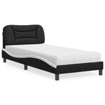 vidaXL Lit avec matelas noir et blanc 90x200 cm similicuir