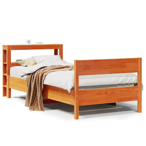 vidaXL Cadre de lit sans matelas cire marron 90x200 cm bois pin massif