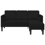 vidaXL Sofa 3 places avec chaise L en velours noir de 160 cm