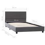 vidaXL Cadre de lit Gris Similicuir 90 x 200 cm