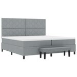 vidaXL Lit avec sommier et banc gris clair 200x200 cm en tissu