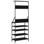 vidaXL Porte-vêtements et rangement des chaussures noir 70x34x184 cm