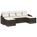 vidaXL Ensemble de salle à manger de jardin de 6 pièces avec coussins Rattan poly marron