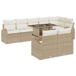 Ensemble de Canapés de Jardin 9 pièces avec Coussins Beige Rattan Poly