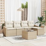 vidaXL Ensemble de canapé de jardin 6 pièces avec coussins en rattan poly brun