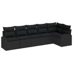 vidaXL Ensemble de canapés de jardin 6 pièces avec coussins Noir Poly Rotin