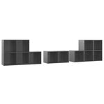 vidaXL Ensemble de meubles TV 8 Pièces Gris brillant Bois d'ingénierie