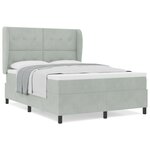 Lit à ressort vidaXL avec matelas - Gris clair  140x190 cm  Velours
