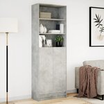 vidaXL Buffet haut avec LED gris béton 69x32 5x200cm bois d’ingénierie