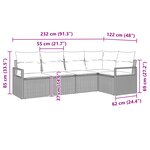 Ensemble de canapé de jardin de 5 pièces avec coussins beige en rotin synthétique
