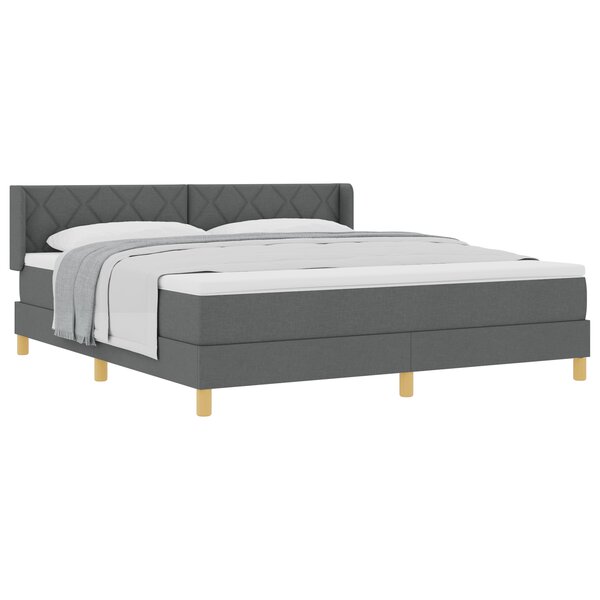 vidaXL Lit à ressorts avec matelas gris foncé 180x200 cm en tissu