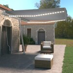 vidaXL Auvent manuel rétractable avec LED 400x350 cm Bleu et blanc