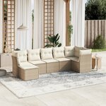vidaXL Salon de jardin avec coussins 7 Pièces beige résine tressée