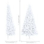 vidaXL Demi-arbre de Noël artificiel pré-éclairé et boules blanc 180cm
