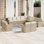 vidaXL Salon de jardin avec coussins 13 Pièces beige résine tressée
