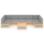 Salon de jardin meuble d'extérieur ensemble de mobilier 8 pièces avec coussins bois de pin massif 02_0017502