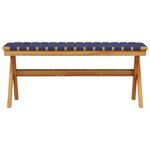 vidaXL Banc de jardin bleu foncé bois massif d'acacia et tissu