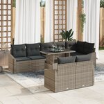 vidaXL Ensemble de canapé de jardin 9 pièces avec coussins gris en poly rotin