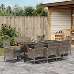 vidaXL Ensemble de salle à manger de jardin de 9 pièces avec coussins en poly rotin gris