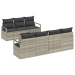 Set canapé jardin vidaXL 8 pièces avec coussins poly rotin gris clair