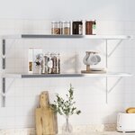 vidaXL Supports d'étagères 4 Pièces 40x2 5x25 cm argenté acier inoxydable