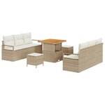vidaXL Ensemble de Canapés de Jardin 9 Pièces avec Coussins Beige Poly Rattan Acacia