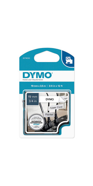 DYMO LabelManager cassette ruban D1 hautes performances  Nylon Flexible  19mm x 3 5m  Noir/Blanc