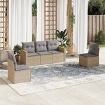 vidaXL Salon de jardin avec coussins 5Pièces mélange beige résine tressée