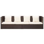 Lit de jardin avec coussin et oreillers résine tressée marron 02_0012000