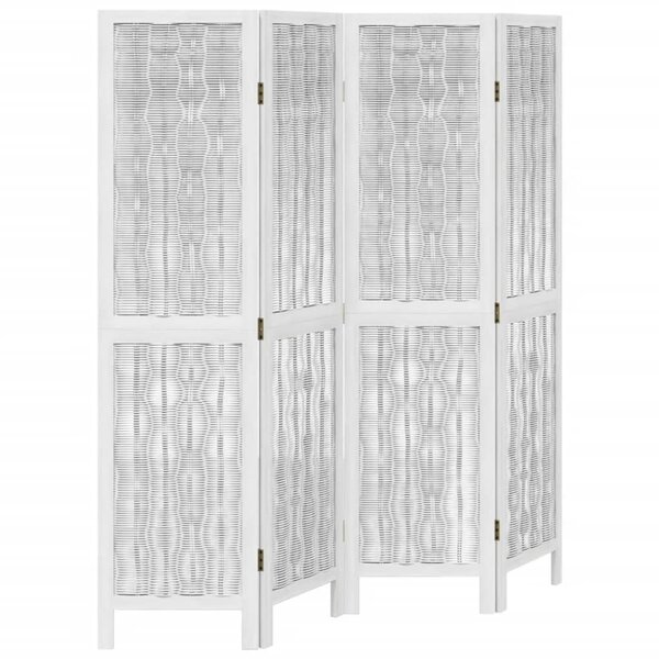 vidaXL Cloison de séparation 4 panneaux blanc bois de paulownia massif