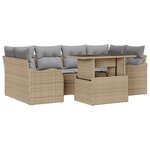Ensemble de sofa de jardin 7 pièces avec coussins - Poly Rattan beige