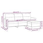 vidaXL Canapé à 3 places avec repose-pieds Marron 180 cm Tissu