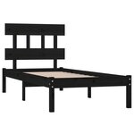 vidaXL Cadre de lit Noir Bois massif 75x190 cm Petit simple