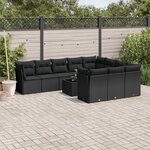 vidaXL Salon de jardin 11 Pièces avec coussins noir résine tressée
