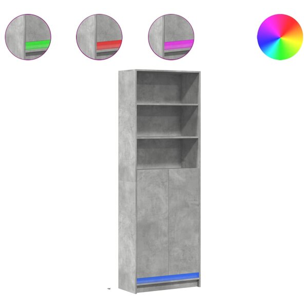 vidaXL Buffet haut avec LED gris béton 69x32 5x200cm bois d’ingénierie