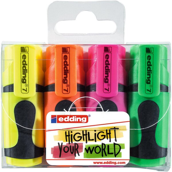 Etui de 4 Mini-surligneurs 7 - Assorti - 1-3 mm EDDING