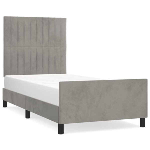 vidaXL Cadre de lit avec tête de lit Gris clair 100x200 cm Velours