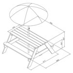 AXI Table de pique-nique pour enfants Nick et parasol Marron et blanc