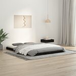 vidaXL Cadre de lit noir 135x190 cm double bois de pin massif