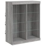vidaXL Buffets avec lumières LED 3 Pièces sonoma gris bois d'ingénierie