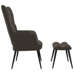 vidaXL Chaise de relaxation avec tabouret Gris foncé Velours