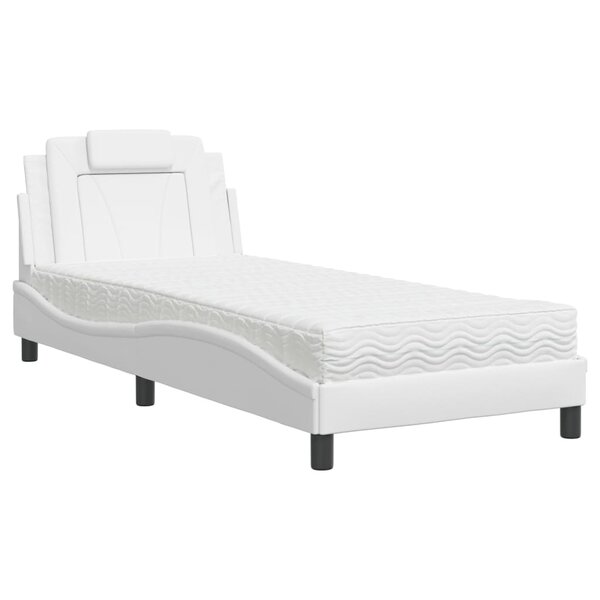vidaXL Lit avec matelas blanc 90x190 cm similicuir