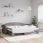 vidaXL Lit de jour avec gigogne et matelas taupe 90x200 cm tissu