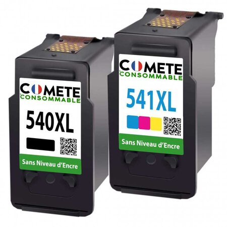 COMETE, Entreprise Française - 540XL 541XL - Pack de 2 Cartouches d'Encre Compatibles avec Canon PG-540 CL-541 XL - sans Affichage du Niveau d'encre - pour Cartouche Canon 540 541 XL Noire et Couleur