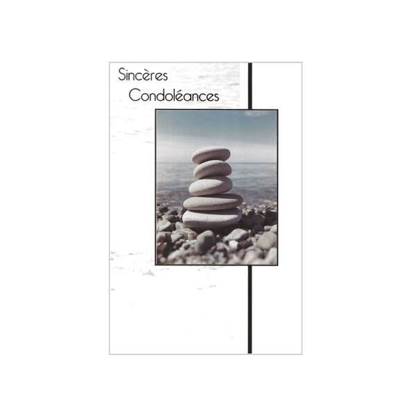 Carte de voeux - condoléances - sincères condoléances - mer et galets i