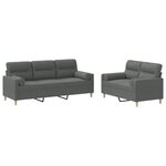 vidaXL Ensemble de canapés 2 Pièces coussins gris foncé tissu