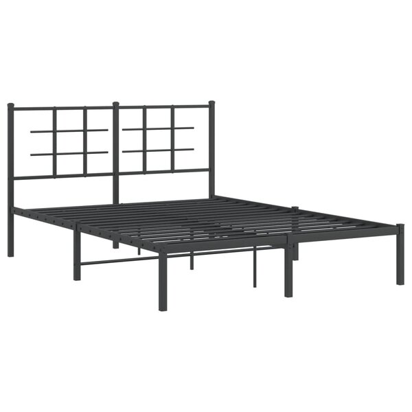 vidaXL Cadre de lit métal avec tête de lit noir 140x190 cm